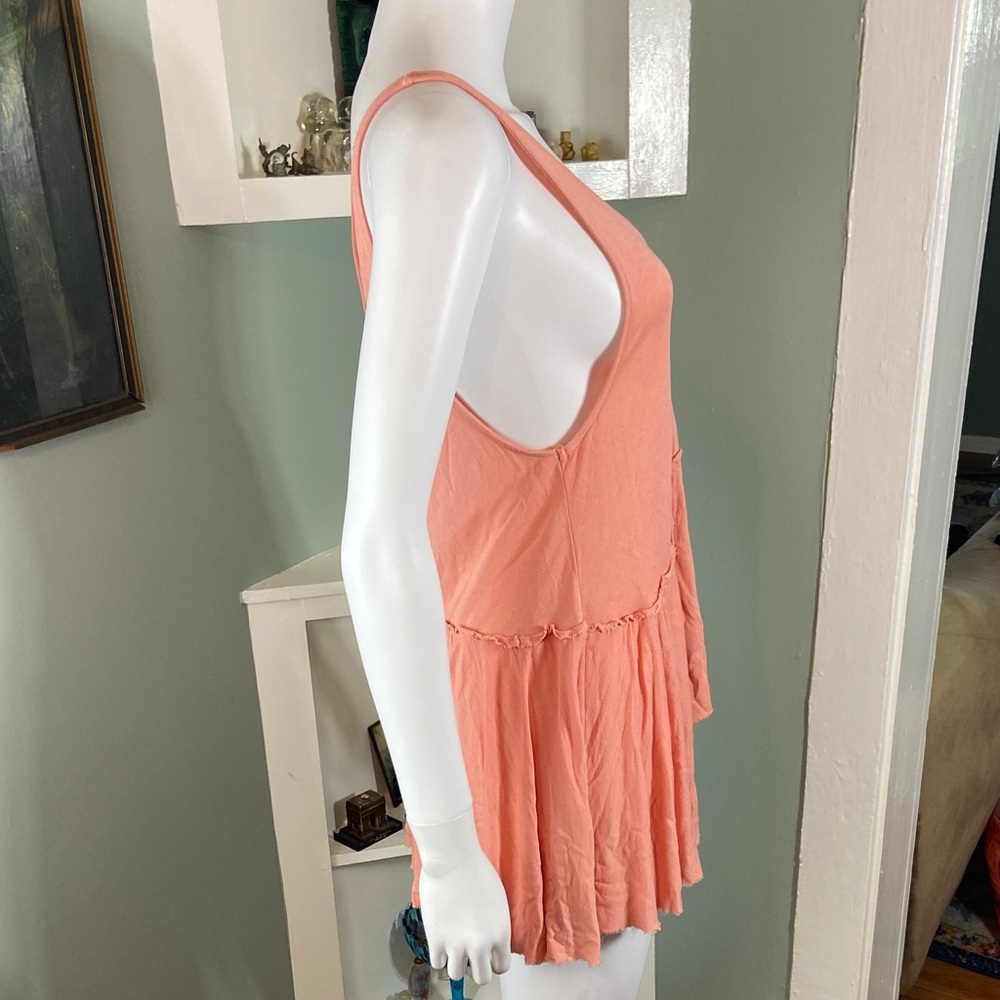 Kimchi Blue Coral/Peach Tank Top Asymmetrical draped Urban Outfitters M peplum - Picture 5 of 10